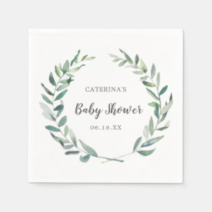 Genderneutraal Baby shower Rustic Greenery Wreate Servet