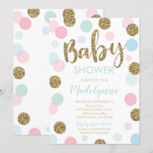 Genderneutraal Baby shower uitnodiging Confetti