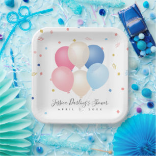 Genderneutraal Baby shower van ballonvaarders Papieren Bordje