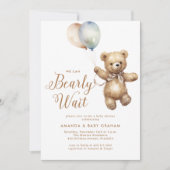 Genderneutraal Barly Wait Teddy Bear-Baby shower Kaart (Voorkant)