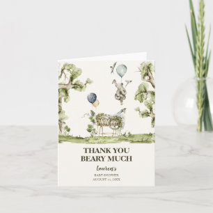 Genderneutraal Beer Baby shower Dank u kaart