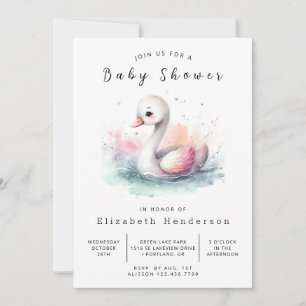 Genderneutraal bewerkbaar Swan-Baby shower Kaart