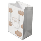 Genderneutraal Boho Clouds Stars Baby shower Medium Cadeauzakje (Achterkant Gekanteld)
