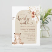 Genderneutraal Boho Teddy Bear Baby shower Kaart (Staand voorkant)