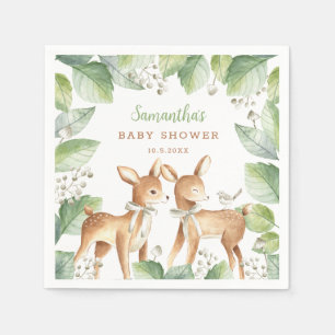 Genderneutraal bos Deer Twins Baby shower Servet