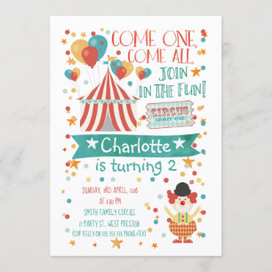 Genderneutraal Circus Verjaardagsuitnodiging Kaart