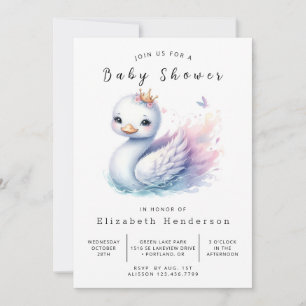 Genderneutraal Custom Swan Baby shower Kaart