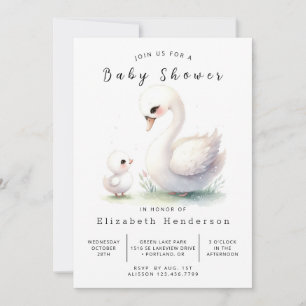 Genderneutraal Custom Swan Baby shower Kaart