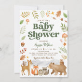 Genderneutraal Cute Woodland Animals Baby shower Kaart (Voorkant)