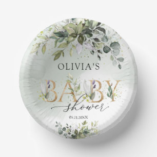 Genderneutraal groen gouden letters Baby shower Papieren Kommen