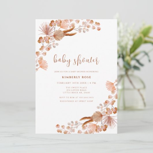 Genderneutraal Kleine Wildflower Boho Baby shower Kaart (Staand voorkant)