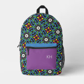 Genderneutraal Kleurrijke Mandala Monogram Initial Bedrukte Rugzak (Voorkant)