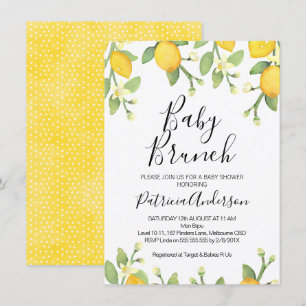 Genderneutraal Lemon Brunch Baby shower Uitnodigin Kaart