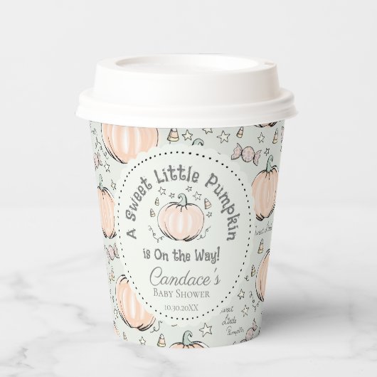 Genderneutraal lief klein pompoen Baby shower Papieren Bekers (Voorkant)