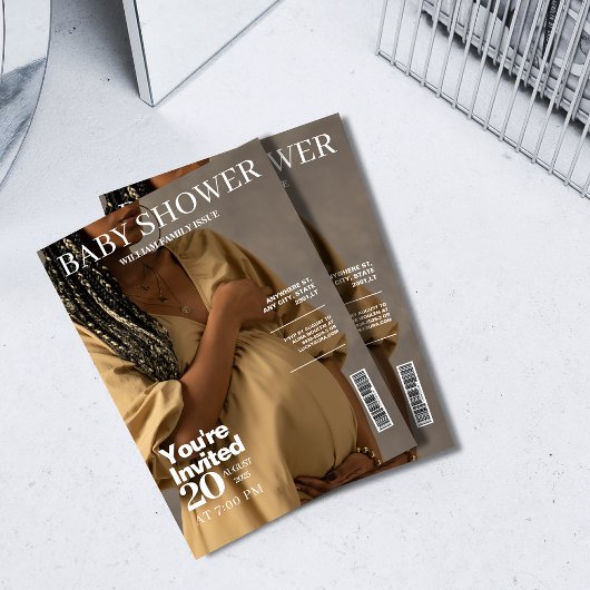 Genderneutraal magazine cover foto Baby shower Kaart