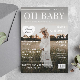 Genderneutraal Magazine Hoesje Foto Baby shower Kaart