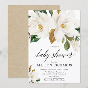 Genderneutraal magnolia floral baby shower kaart