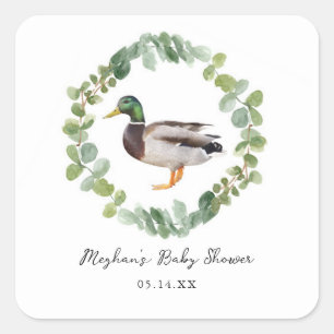 Genderneutraal Mallard Duck Baby shower Vierkante Sticker