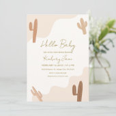 Genderneutraal Modern Boho Cactus Baby shower Kaart (Staand voorkant)