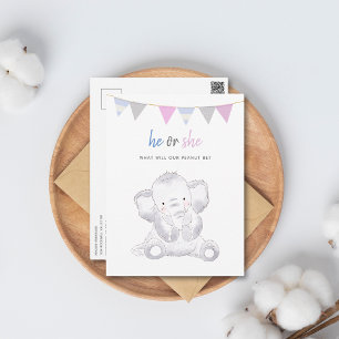 Genderneutraal Modern Elephant Party Briefkaart
