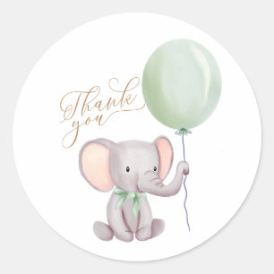 Genderneutraal olifant Baby shower Dank u wel Ronde Sticker