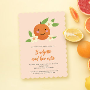 Genderneutraal Oranje Baby shower Kaart