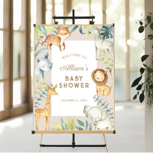 Genderneutraal safari baby shower welkomstbord poster