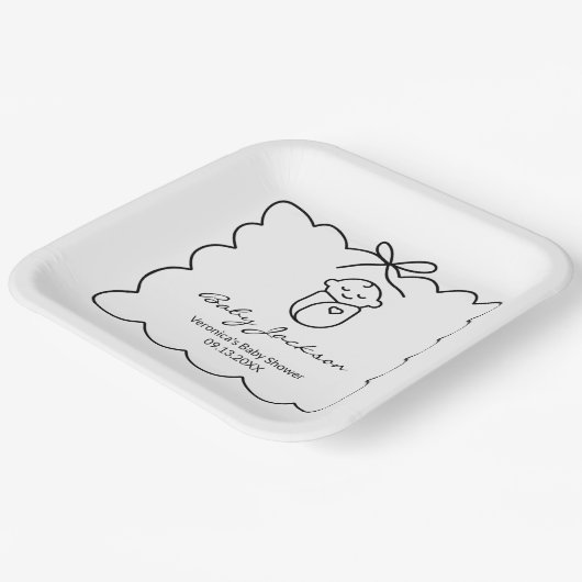 Genderneutraal Schattige Baby & boog Modern Baby s Papieren Bordje (Gebogen)