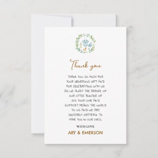 Genderneutraal speelgoed Baby shower Dank u wel Bedankkaart (Voorkant)