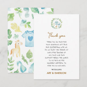 Genderneutraal speelgoed Baby shower Dank u wel Bedankkaart