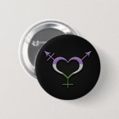 Genderneutraal symbool in Genderqueer Pride Flag Ronde Button 5,7 Cm (Voorkant /achterkant)
