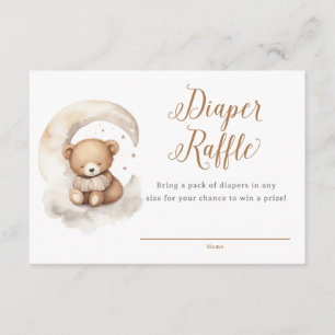 Genderneutraal Teddy Bear Moon Stars Baby shower Informatiekaartje