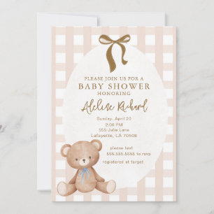 Genderneutraal teddybeer Baby shower Kaart
