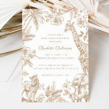 Genderneutraal Toile Safari Elegant Baby shower