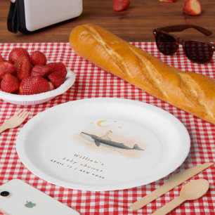 Genderneutraal  Whale & Duck Baby shower Papieren Bordje