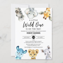 Genderneutraal Wild One Safari Animals Baby shower Kaart