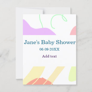 Genderneutrale abstracte vormen baby shower naam briefkaart