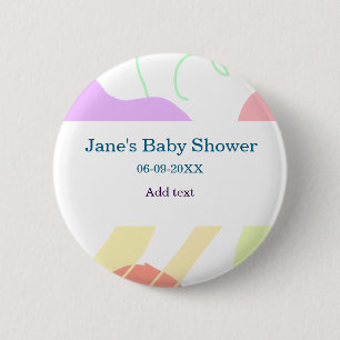 Genderneutrale abstracte vormen baby shower naam ronde button 5,7 cm