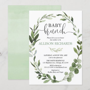 Genderneutrale baby brunch eucalyptusblad kaart