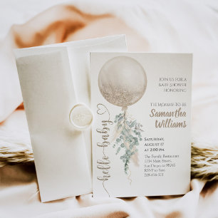 Genderneutrale ballon Pampas Baby Showe Kaart