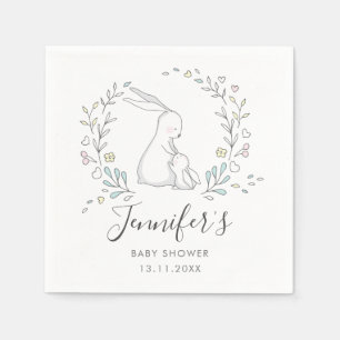 Genderneutrale bunny Floral Name Date Baby shower Servet
