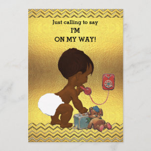 Genderneutrale etnische Baby op telefoon Gold Chev Kaart