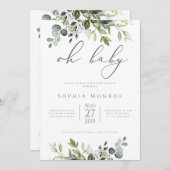Genderneutrale Eucalyptus Greenery Oh Baby shower Kaart (Voorkant / Achterkant)
