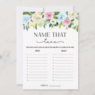 Genderneutrale Floral Name that Baby Tune Game Kaart