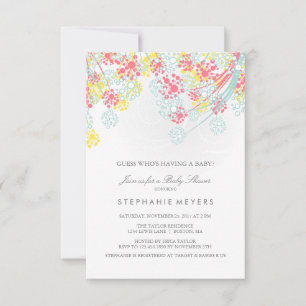 Genderneutrale Floral Shower Pink, Blue and Yellow Kaart