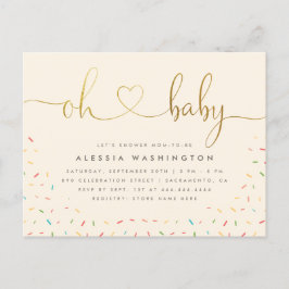 Genderneutrale gouden kalligrafie Oh Baby shower Uitnodiging Briefkaart