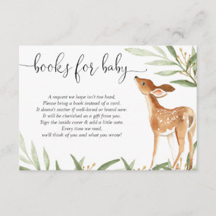 Genderneutrale herten baby shower boeken voor baby informatiekaartje