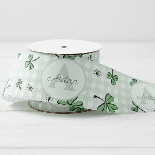 Genderneutrale monogram groene Shamrocks Grosgrain Lint