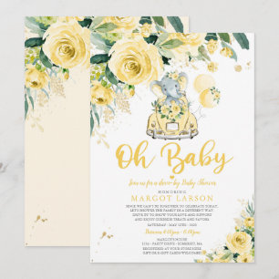 Genderneutrale olifant rijden door Baby shower Kaart