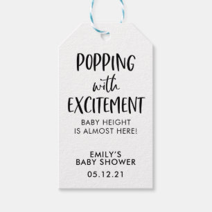 Genderneutrale Popcorn Favor Tags, Baby shower Cadeaulabel